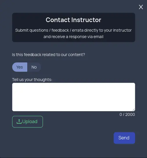 Screenshot of contact instructor feature