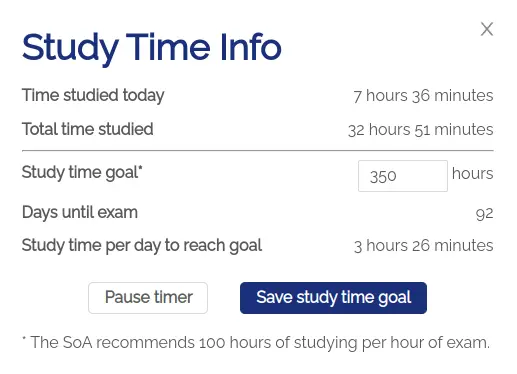 Study timer modal screenshot
