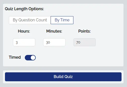 Demonstration of creating a quiz by time length